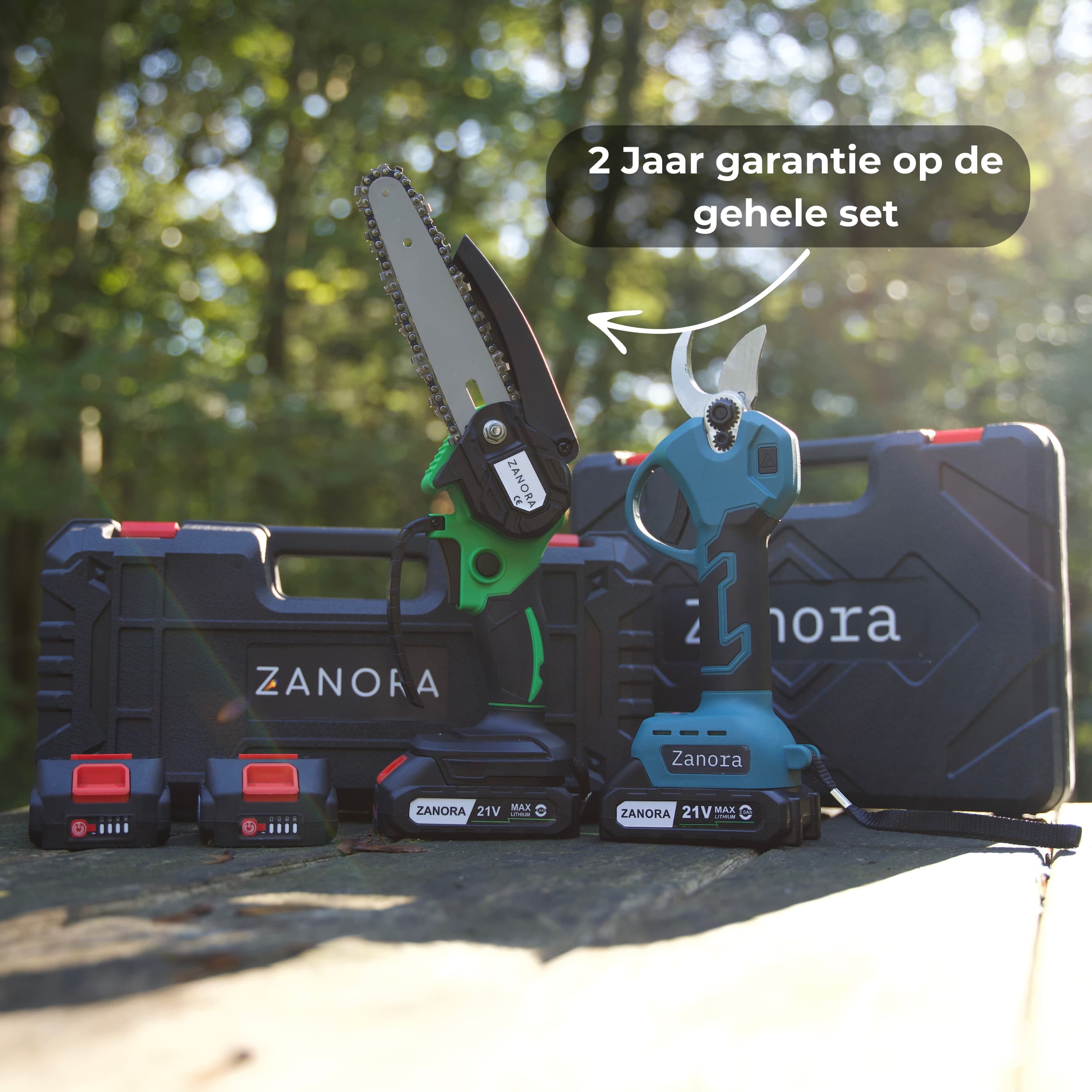 Zanora® Snoeischaar + Mini Kettingzaag Set