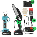 Elektrische Snoeischaar & Mini Kettingzaag Incl. 2 Koffers En 4 Accu's
