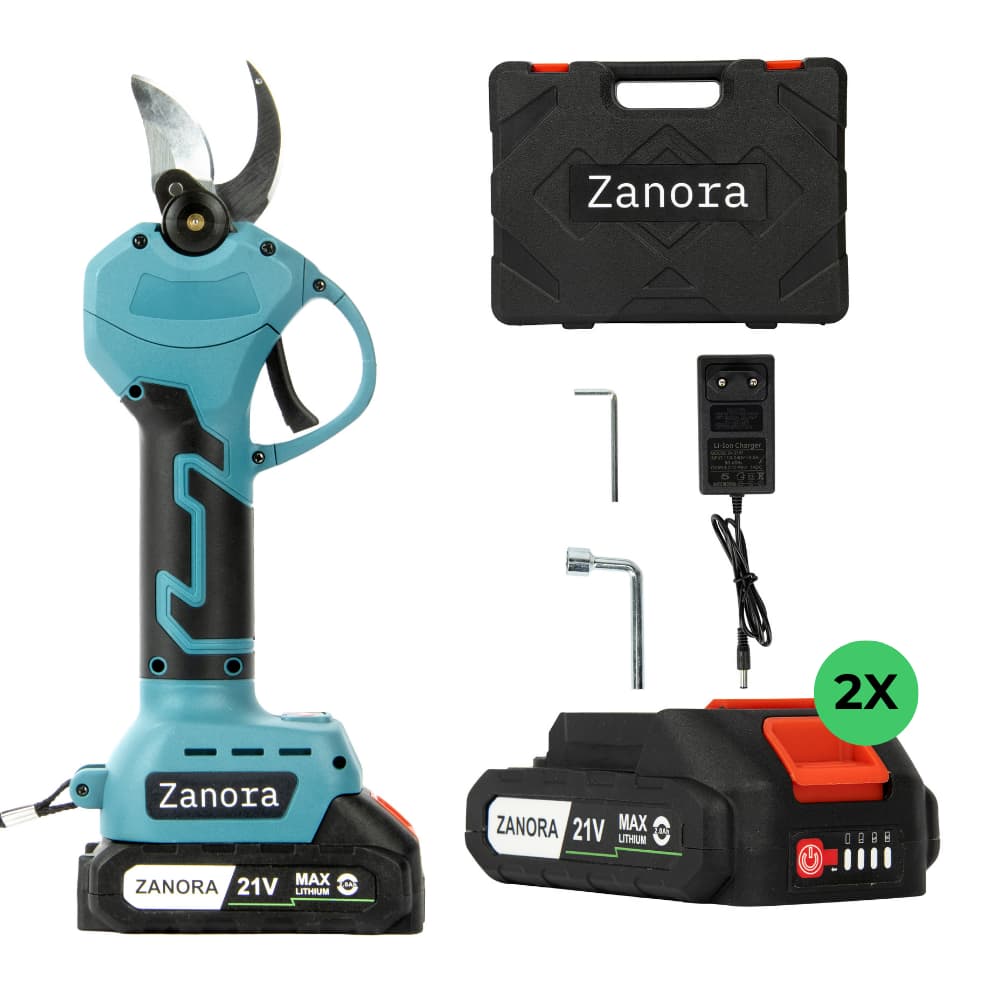 ZanoraGarden® Elektrische Snoeischaar inclusief 2 led-accu's
