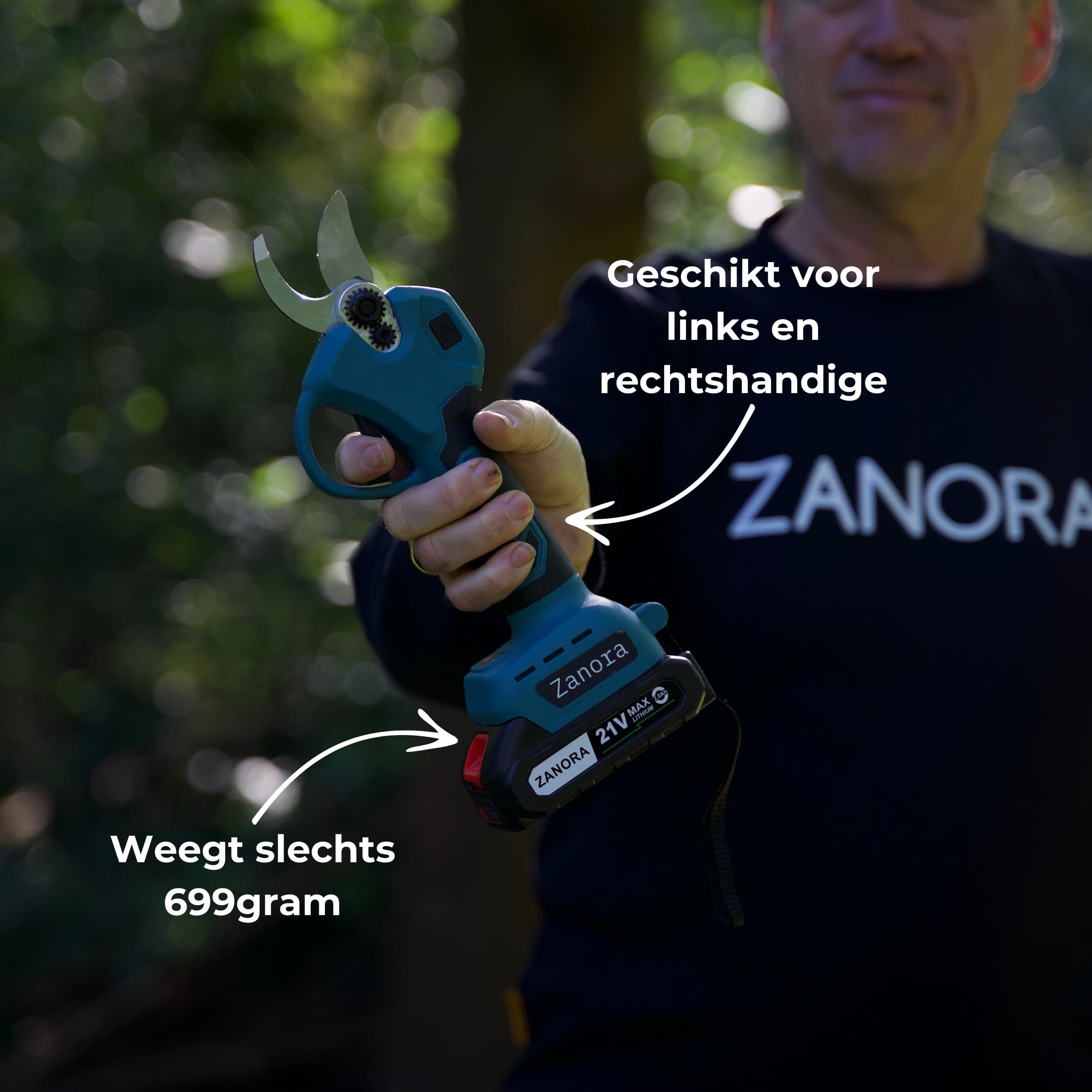 ZanoraGarden® Elektrische Snoeischaar voor Links en rechtshandige